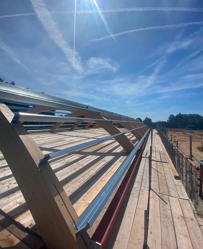View along roof framing at Nethergate Brewery